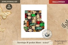 Haunted House Halloween Junk Journal envelope pocket Product Image 1
