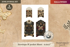 Haunted House Halloween Junk Journal envelope pocket Product Image 1