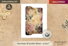 Haunted House Halloween Junk Journal envelope pocket Product Image 1