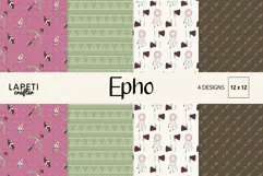 Epho boho tribal digital papers with arrows bows and dreamcatchers