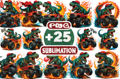 Epic T-Rex Dinosaur Monster Truck Sublimation PNG Product Image 1