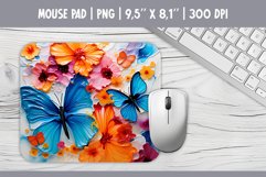 3d Butterflies &amp; Flowers Mouse Pad Sublimation Design PNG Product Image 1