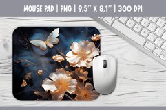 3d Gold Butterflies &amp; Flowers Mouse Pad Sublimation Design Product Image 1