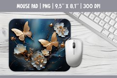 3d Gold Butterflies &amp; Flowers Mouse Pad Sublimation Design Product Image 1