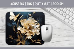 3d Gold Butterflies &amp; Flowers Mouse Pad Sublimation Design Product Image 1