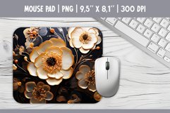 3d Gold Flowers Mouse Pad Sublimation Design PNG Product Image 1