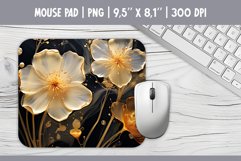 3d Gold Flowers Mouse Pad Sublimation Design PNG Product Image 1