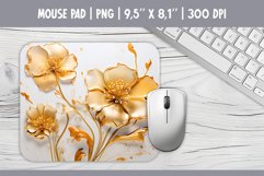 3d Gold Flowers Mouse Pad Sublimation Design PNG Product Image 1