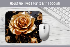 3d Gold Roses Flowers Mouse Pad Sublimation Design PNG Product Image 1