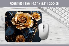 3d Gold Roses Flowers Mouse Pad Sublimation Design PNG Product Image 1