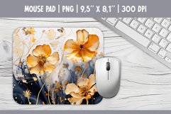 3d Gold Flowers Mouse Pad Sublimation Design PNG Product Image 1