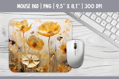 3d Gold Flowers Mouse Pad Sublimation Design PNG Product Image 1