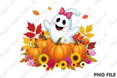 Ghost Pumpkin Autumn Fall Halloween PNG Product Image 1