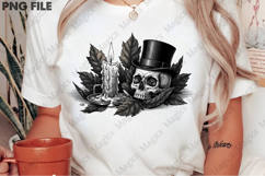 vintage human skull wearing leaves PNG Product Image 2