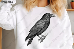 vintage black crow perched PNG Product Image 3