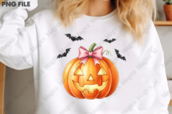 Pumpkin Pink Coquette Bow Halloween PNG Product Image 3