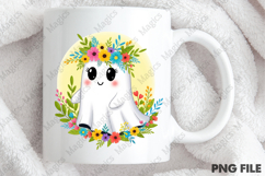 Cute Boho Floral Ghost Halloween PNG Product Image 2