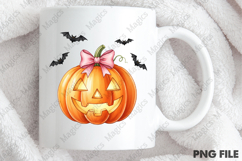 Pumpkin Pink Coquette Bow Halloween PNG Product Image 4