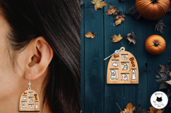 Layered Ghost House SVG | Halloween Earrings Laser Cut Product Image 2