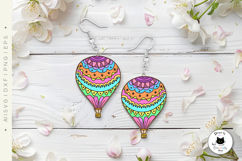 Colorful Air Balloon Laser Cut Earrings SVG File Product Image 2