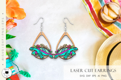 Floral Turtle Earrings Laser Cut | Animal Teardrop Earrings Product Image 2