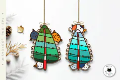 Cute Kawaii Cat | Christmas Ornaments Laser Cut SVG Product Image 2