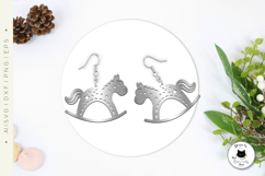 Rocking Horse Laser Cut Earrings | Christmas Earrings SVG Product Image 2