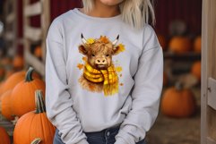 Cute Baby Highland Cow PNG, Autumn Cute Cow Sublimation Product Image 2