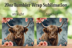 Floral Highland Cow 20oz Tumbler PNG, Cow with Flowers PNG Product Image 2