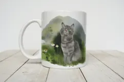 Watercolor Cat Illustration PNG Hand Drawn |Sublimation Product Image 5