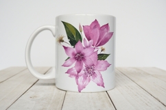 Watercolor Clematis Floral Clipart PNG Sublimation design Product Image 5