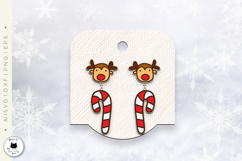 Candy Cane Stud Earrings | Laser Cut Christmas Earrings SVG Product Image 2