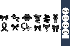 Decorative ribbon bows and festive bow knots silhouette vect Product Image 1