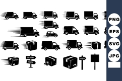 Delivery truck icons and fast shipping symbols vector set fo Product Image 1