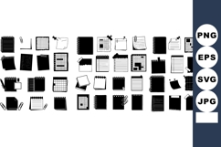 Spiral notebook icon with assorted lined, grid, and blan Product Image 1