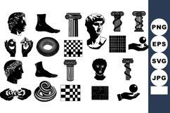 Classical sculpture heads ancient columns geometric shapes h Product Image 1