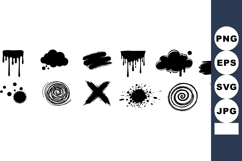 Grunge ink splatter brush strokes and scribble swirls vector Product Image 1