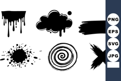 Grunge ink splatters, brush strokes, drip shapes, cloud, spi Product Image 1