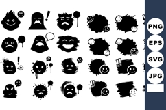 Grunge brush stroke emoticon faces vector collection with ex Product Image 1