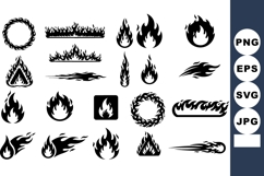 Fire flame icons collection in black silhouette style for gr Product Image 1
