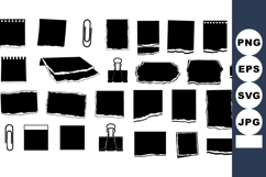 Torn paper note shapes with binder clips paper clips and not Product Image 1