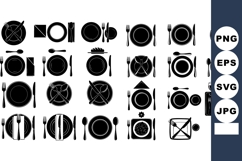 Table setting icons collection with various plate, cutlery, Product Image 1