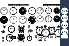 Clock faces and alarm clock icons collection with various ti Product Image 1