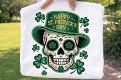 St Patrick Skull PNG, skull png, st patrick skull, shamrock Product Image 1