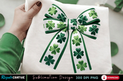 Clover Bow Sublimation PNG, clover bow png, st patricks bow Product Image 3