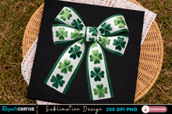 Clover Bow Sublimation PNG, clover bow png, st patricks bow Product Image 1