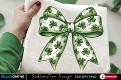 Clover Bow Sublimation PNG, clover bow png, st patricks bow Product Image 1