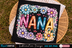 Nana Floral Sublimation PNG T-shirt Design, nana png, nana Product Image 1