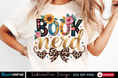 Book Nerd Floral PNG T-shirt Design, book nerd png, book png Product Image 1