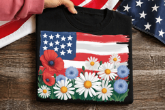 USA Floral Flag PNG T-shirt Design, usa floral png, american Product Image 3